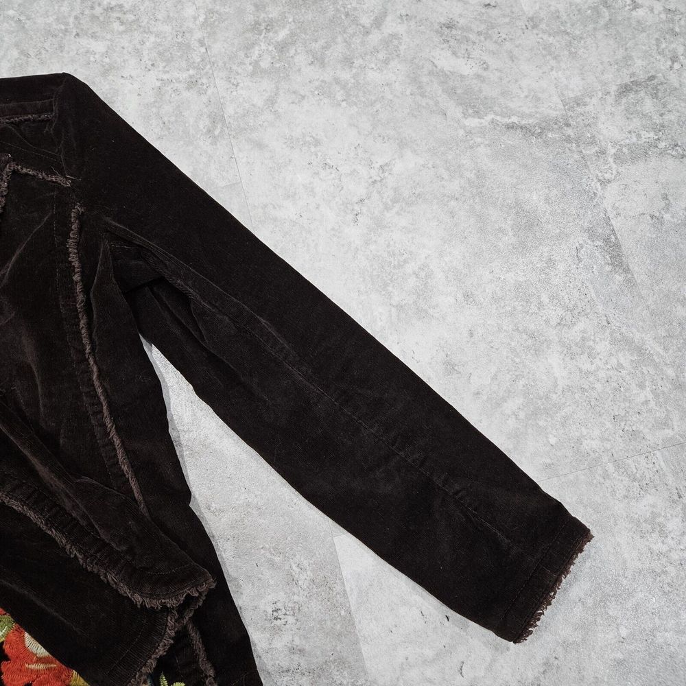 Vintage Y2k Kitkit Jeans Embroidered Brown Corduroy Jacket Shabby Chic Medium - Picture 10 of 16